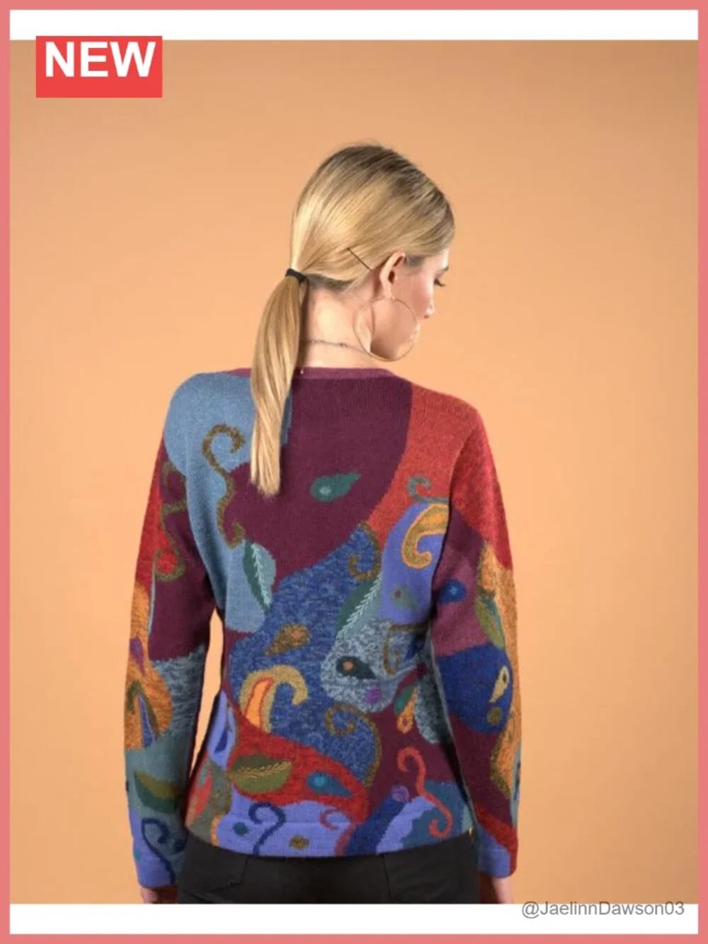 100% Baby Alpaca Cardigan Women Embroidered Crochet Finish Button Long Sleeve